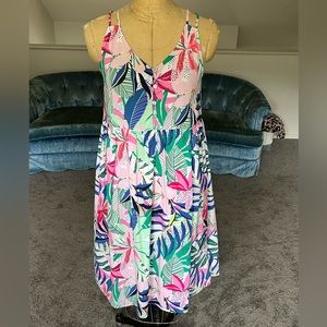 Loft multi color tropical print dress